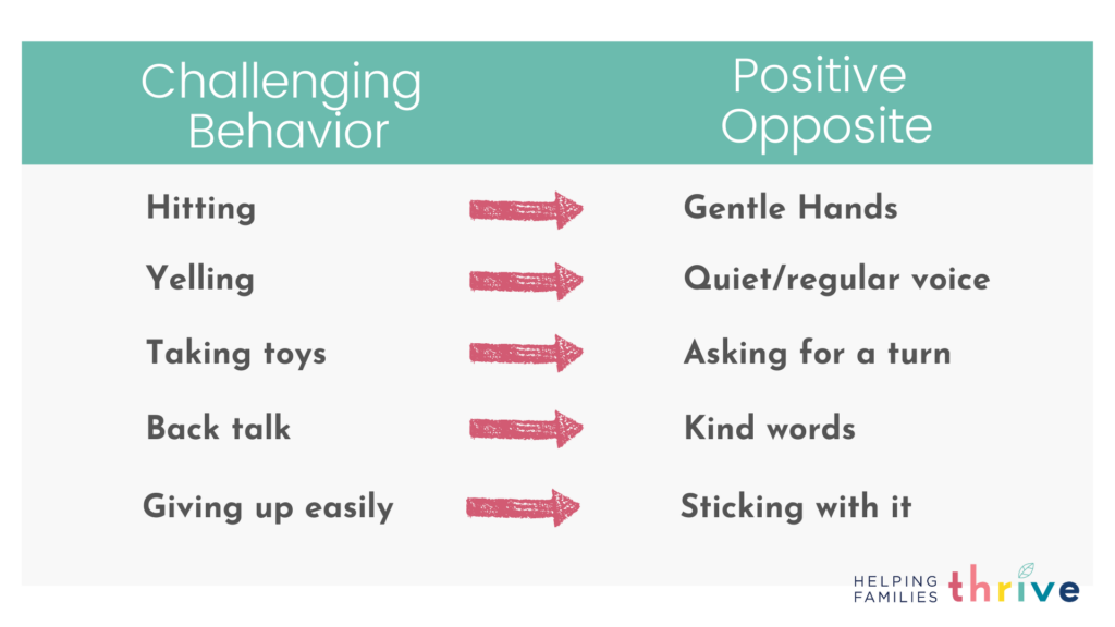 Positive opposites of challenging behaviors